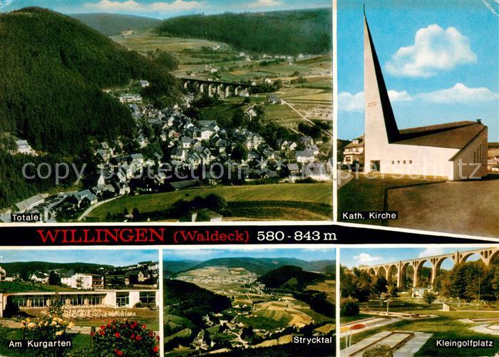 Willingen Sauerland Kurgarten Katholische Kirche Strycktal Panorama Kleingolfpla