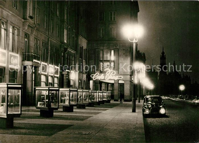 DRESDEN Elbe Altmarkt Nachtaufnahme Cafe Prag
