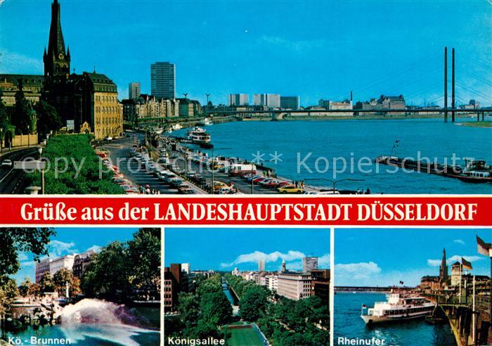 Duesseldorf Koenigsbrunnen Koenigsallee Rheinufer Uferpromenade
