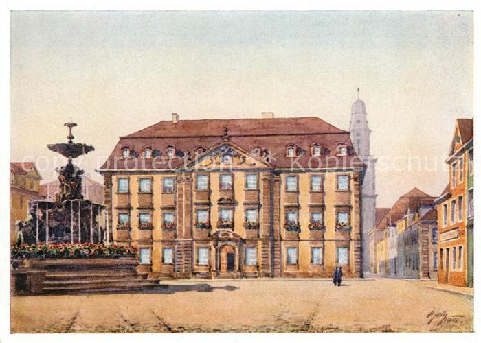 ERLANGEN Bayern Rathaus Brunnen Kuenstlerkarte Hans Schmitz