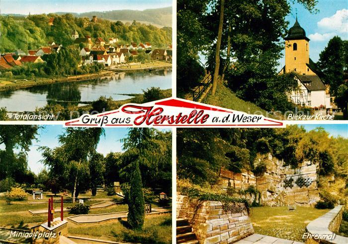 Herstelle Weser Minigolfplatz Ehrenmal Kirche Panorama