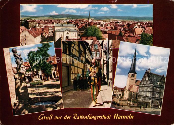 Hameln Weser Rattenfänger Kirche Statue Panorama