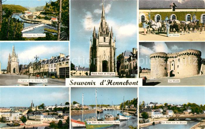 Hennebont Ecluse de Polvern Place Foch Kirche Hafen Neue Brücke