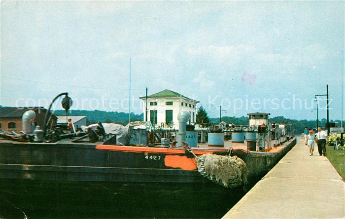 Waterford New York River Barge going through locks on Mahawk River