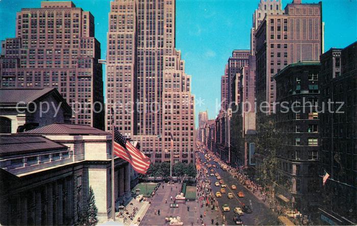 New York City Looking up Fifth Avenue from New York Public Library Skyscrapers
