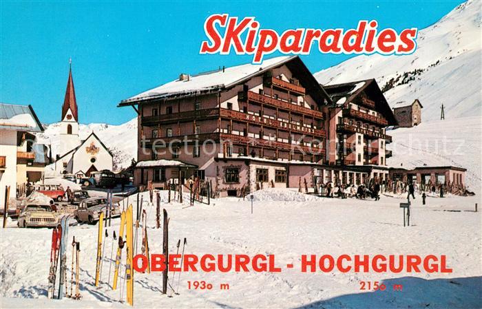 Obergurgl Soelden Tirol Ortsmotiv mit Hotel und Kirche Schiparadies Wintersportp