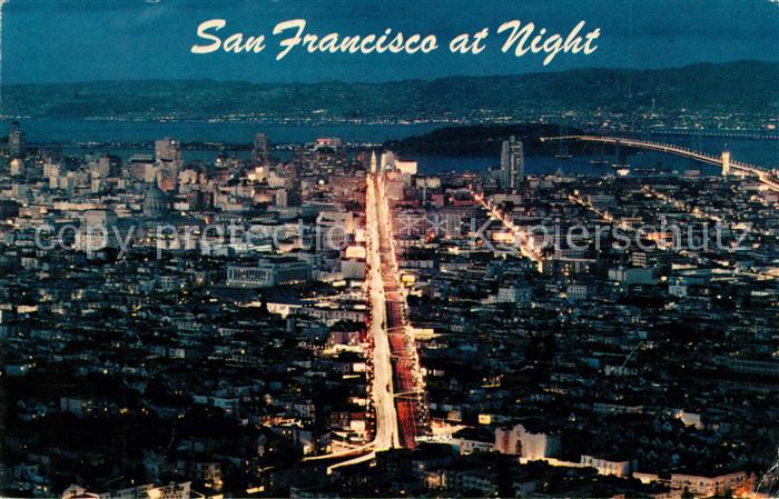 San Francisco California At night aerial view