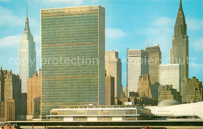New York City United Nations Building East River Empire State Building Chrylser