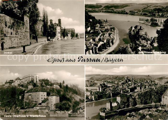 Passau Innkanal Dreifluessemuendung Veste Oberhaus Niederhaus Fliegeraufnahme