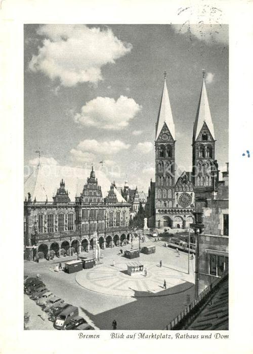 BREMEN  CITY Marktplatz Rathaus Dom Kupfertiefdruck