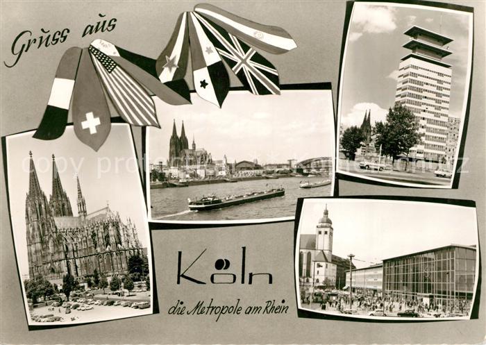 Koeln Rhein Dom Rheinschifffahrt Hochhas Bahnhof Kirche Krawatten mit Nationalfa