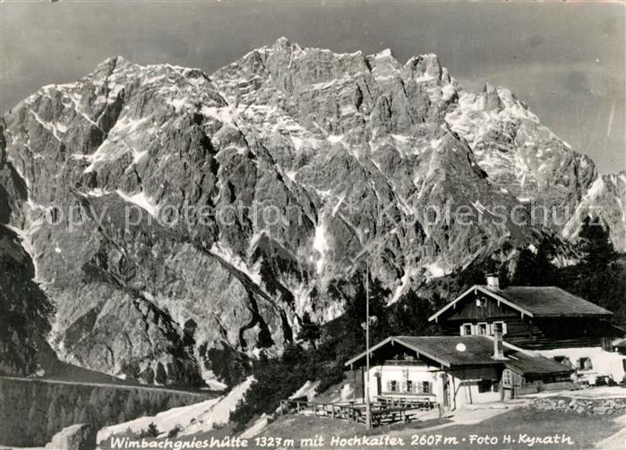 Wimbachgriess Huette Berghaus mit Hochkalter Berchtesgadener Alpen