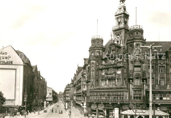 DRESDEN Elbe Prager Strasse vom Hauptbahnhof vor Zerstoerung 1945 Repro