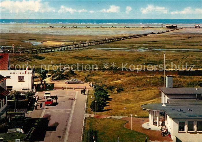 St Peter-Ording Blick auf Bruecke und Arche Noah Nordseeheilbad Schwefelbad Flie