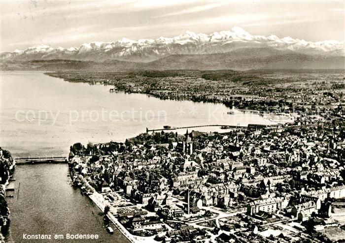 Konstanz Bodensee Alpenpanorama Fliegeraufnahme