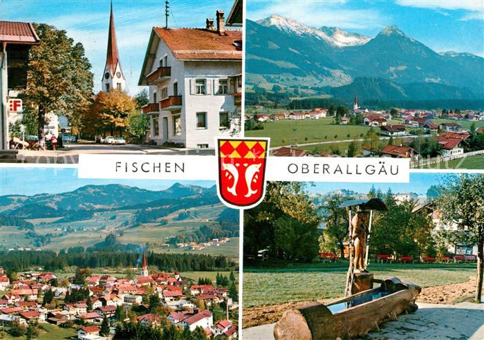 Fischen Allgaeu Ortsmotiv mit Kirche Holzbrunnen Alpen Fliegeraufnahme