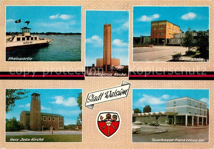Walsum Duisburg Rheinpartie Kirche Altersheim Sparkasse Wappen