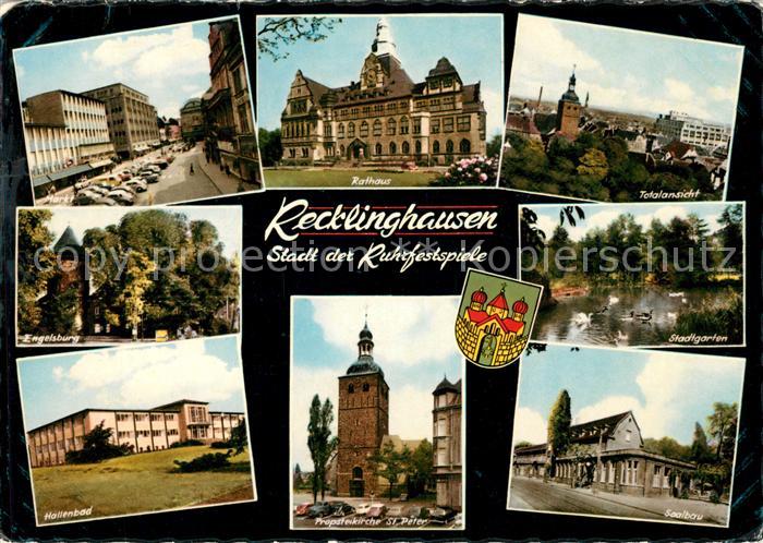 Recklinghausen Westfalen Markt Engelsburg Hallenbad Rathaus Kirche Stadtgarten S