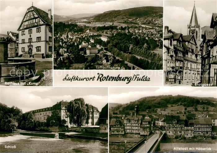 Rotenburg Fulda Rathaus mit Kump Fliegeraufnahme Brotgasse Schloss Altstadt mit