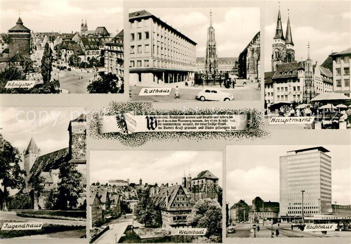 Nuernberg Koenigstor Rathaus Hauptmarkt Jugendhaus Weinstadl Hochhaus