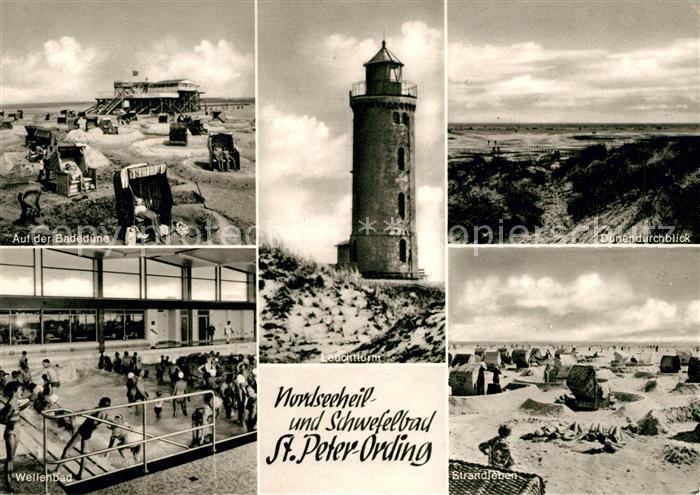 St Peter-Ording Badeduene Leuchtturm Duenenblick Wellenbad Strandpartie
