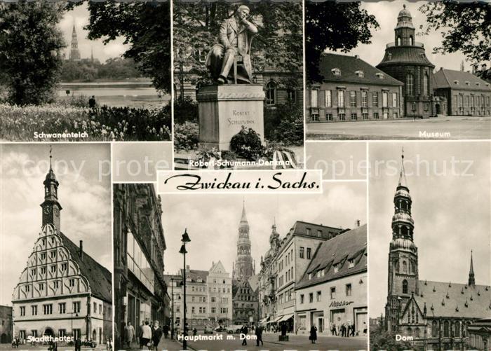 Zwickau Sachsen Schwanenteich Robert Schumann Denkmal Museum Stadttheater Hauptm