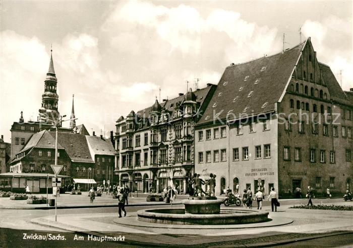 Zwickau Sachsen Am Hauptmarkt Brunnen
