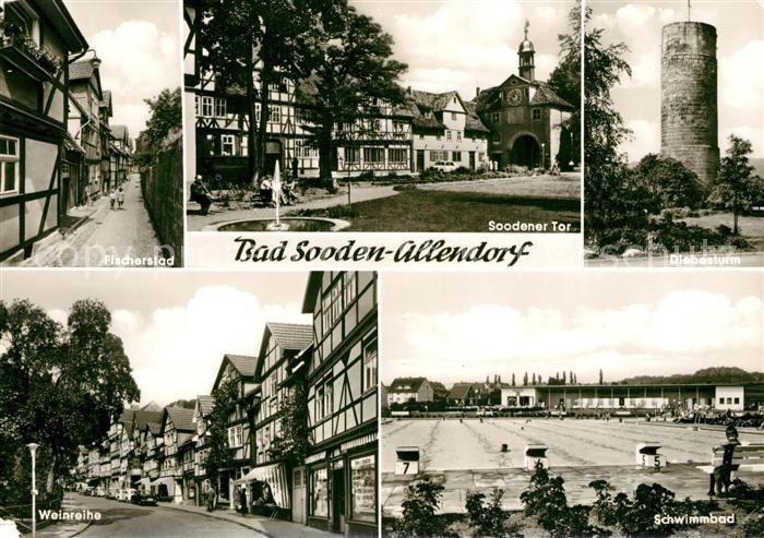 Bad Sooden-Allendorf Fischerstad Soodener Tor Diebesturm Weinreihe Schwimmbad