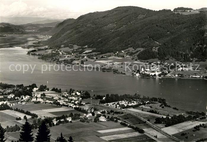 Bodensdorf Ossiacher See und Ossiach Fliegeraufnahme