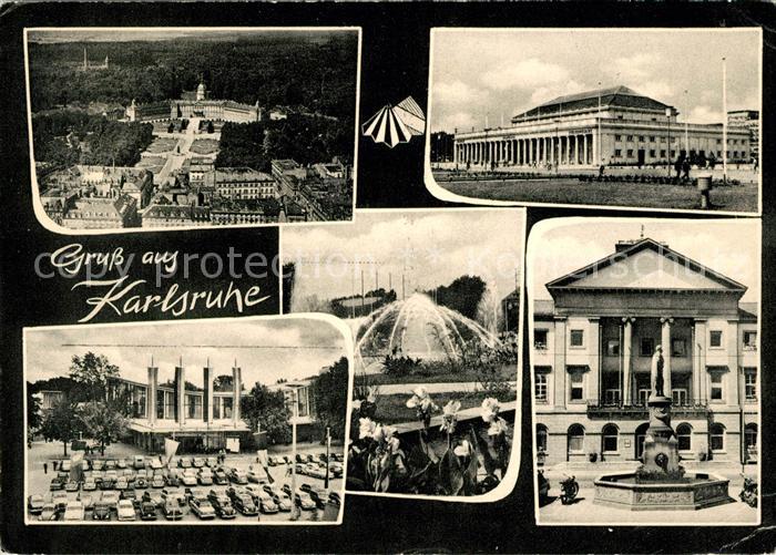 Karlsruhe Baden Schloss Stadtgarten Schwarzwaldhalle Brunnen