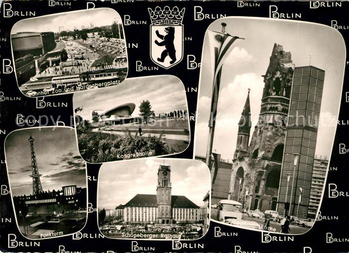 BERLIN  CITY Bahnhof Zoo Hardenbergplatz Funkturm Kongresshalle Schoeneberger Ra