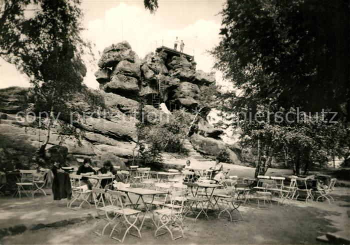 Oybin Sachsen Toepferbaude Felsentor auf dem Toepfer Zittauer Gebirge Gaststaett