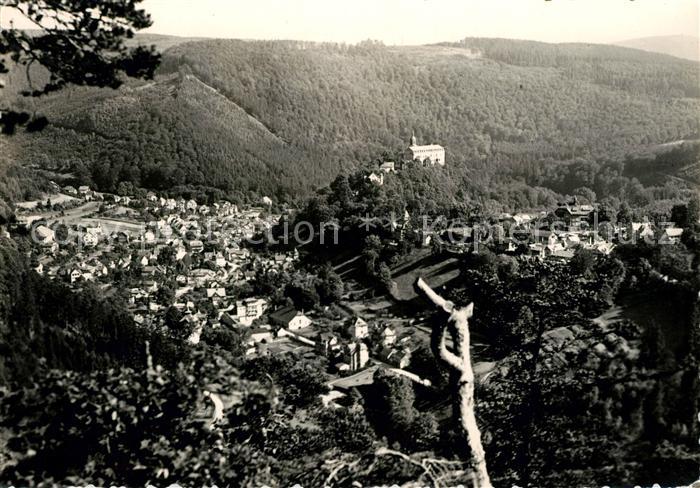 Schwarzburg Thueringer Wald Panorama Trippsteinblick Handabzug