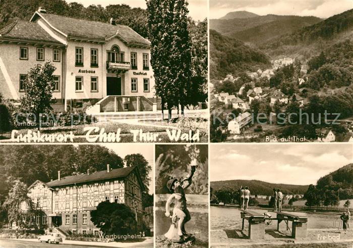 Thal Ruhla Kurhaus Wartburgheim Freibad Landschaftspanorama Luftkurort