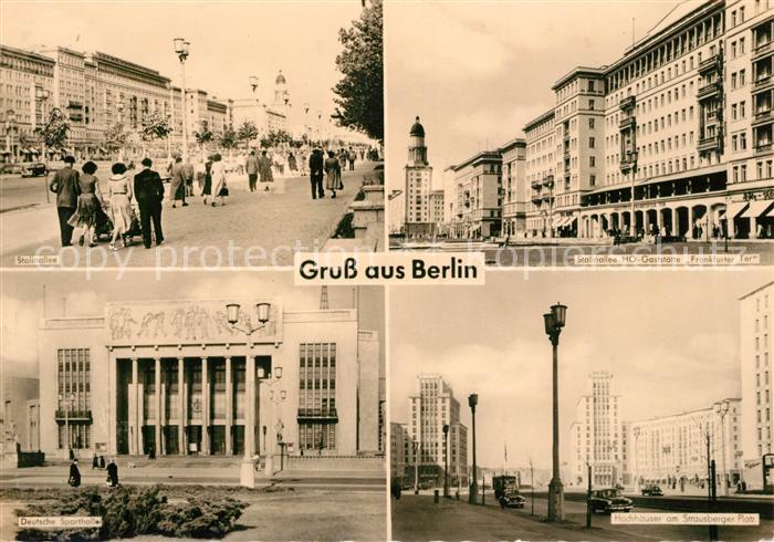 BERLIN  CITY Stalinallee HO Gaststaette Frankfurter Tor Deutsche Sporthalle Hoch
