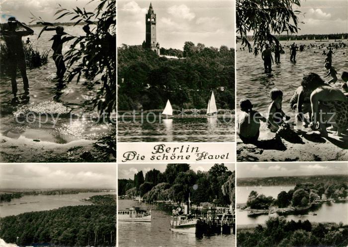 BERLIN  CITY Die schoene Havel Badestrand Bootsanleger Segeln Landschaftspanoram