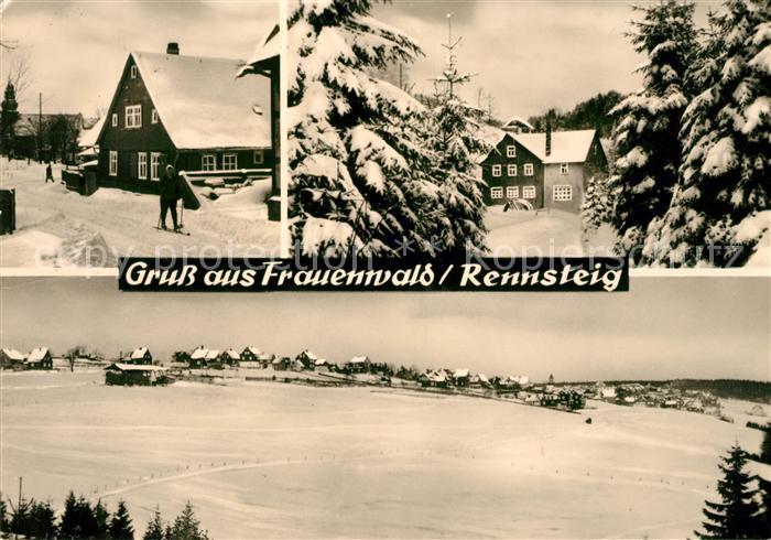 Frauenwald Thueringen Teilansichten Winterpanorama Traubach Muehle