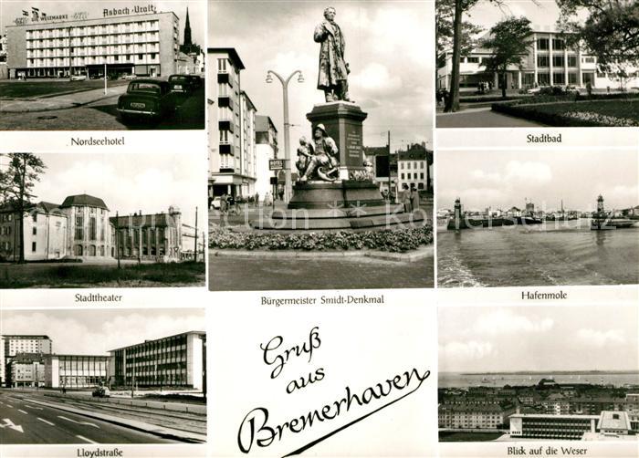 Bremerhaven Nordseehotel Stadttheater Lloydstrasse Buergermeister Smidt Denkmal