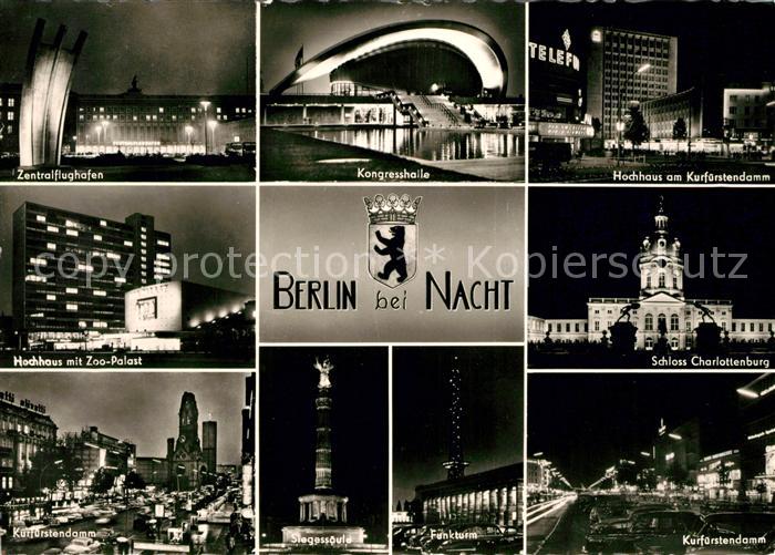 BERLIN CITY bei Nacht Zentralflughafen Hochhaus Zoopalast Kurfuerstendamm Gedae