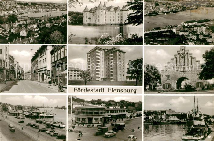 Flensburg Teilansichten Foerdestadt Wasserschloss Tor Hafen Hochhaus