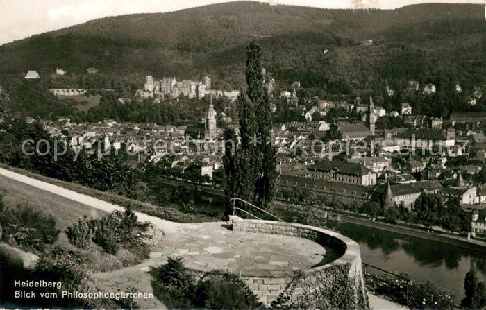 Heidelberg Neckar Panorama Blick vom Philosophengaertchen Schloss