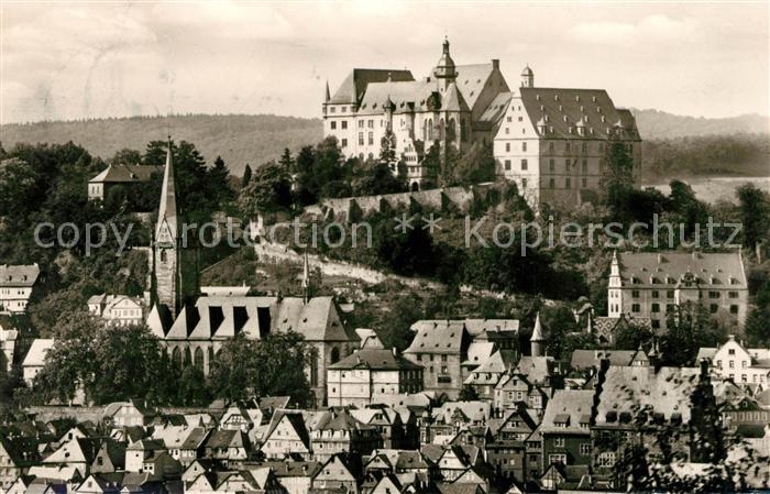 Marburg Lahn Stadtbild mit Schloss Universitaetsstadt
