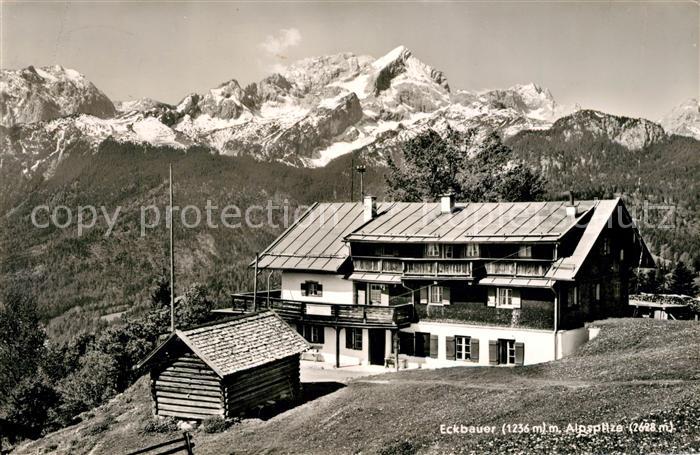 GARMISCH-PARTENKIRCHEN Bayern Eckbauer Berggasthof Blick zur Alpspitze Alpenpano