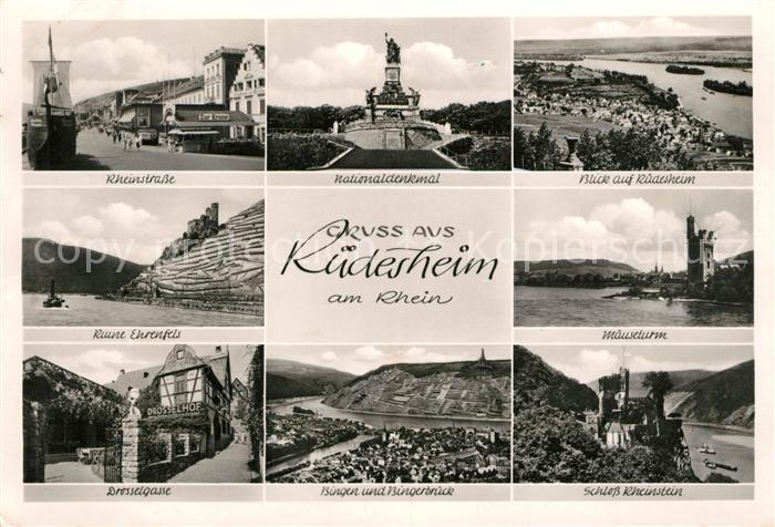 Ruedesheim Rhein Rheinstrasse Nationaldenkmal Ruine Ehrenfels Maeuseturm Drossel