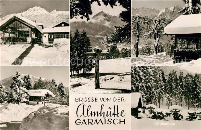 GARMISCH-PARTENKIRCHEN Bayern Almhuette Wildfuetterung Winterlandschaft Alpen