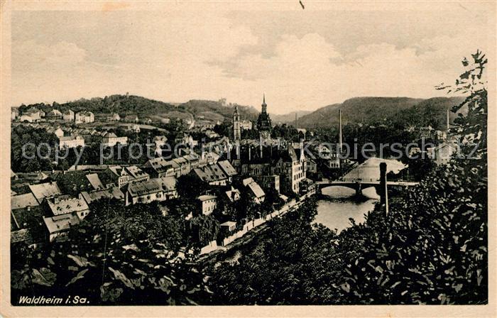 Waldheim Sachsen Stadtpanorama mit der Zschopau