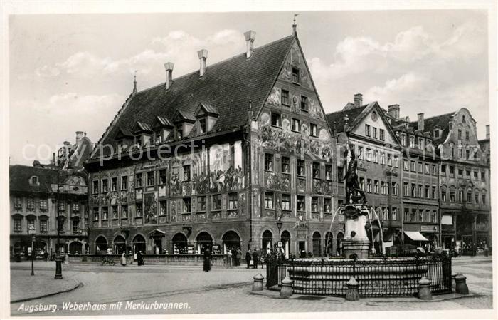 Augsburg Weberhaus Historisches Gebaeude Merkurbrunnen