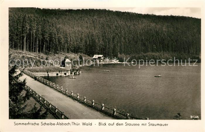 Scheibe-Alsbach Blick auf Stausee mit Staumauer Sommerfrische