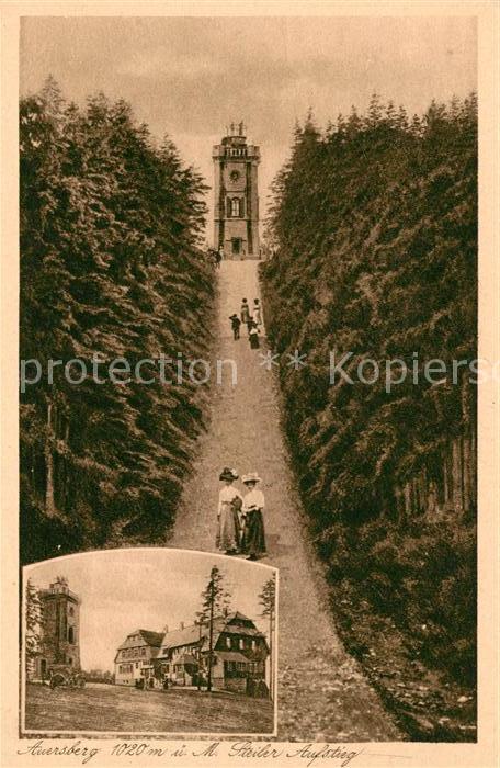 Eibenstock Auersberg Steiler Aufstieg Unterkunftshaus Aussichtsturm Kupferdruck