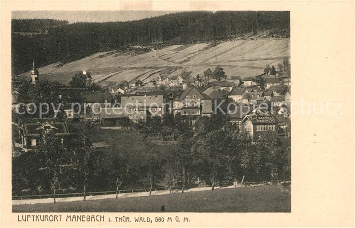 Manebach Teilansicht Luftkurort mit Hoten Pension Zur schoenen Aussicht